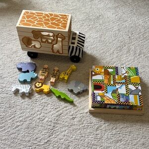 Melissa and Doug block puzzle 6 sides and shape sort jeep